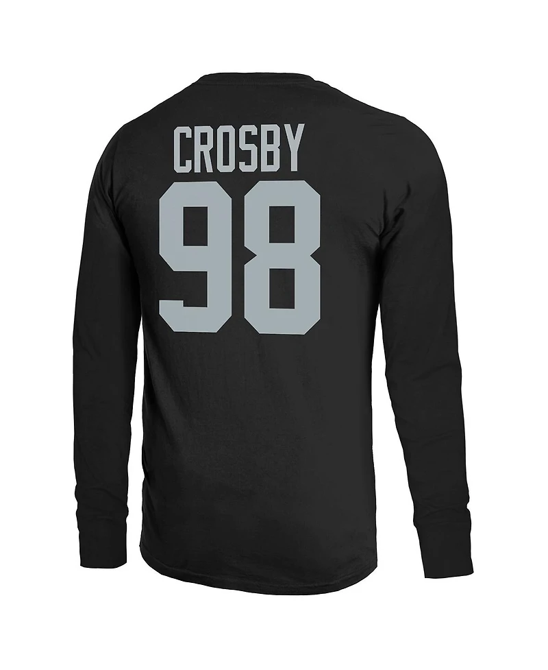 Majestic Threads Men's Maxx Crosby Black Las Vegas Raiders Name Number Non-Distressed Long Sleeve T-Shirt