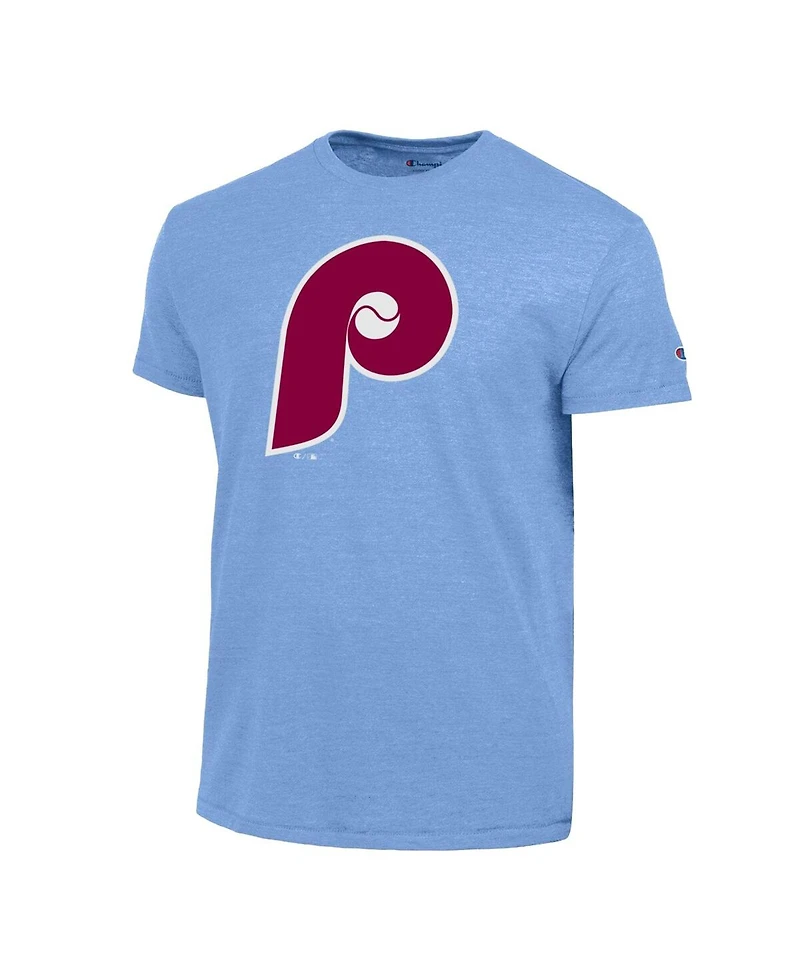Champion Men's Light Blue Philadelphia Phillies Cooperstown Logo Tri-Blend T-Shirt