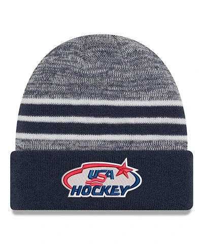 New Era Men's Navy/Heather Navy Us Hockey Cuffed Knit Hat