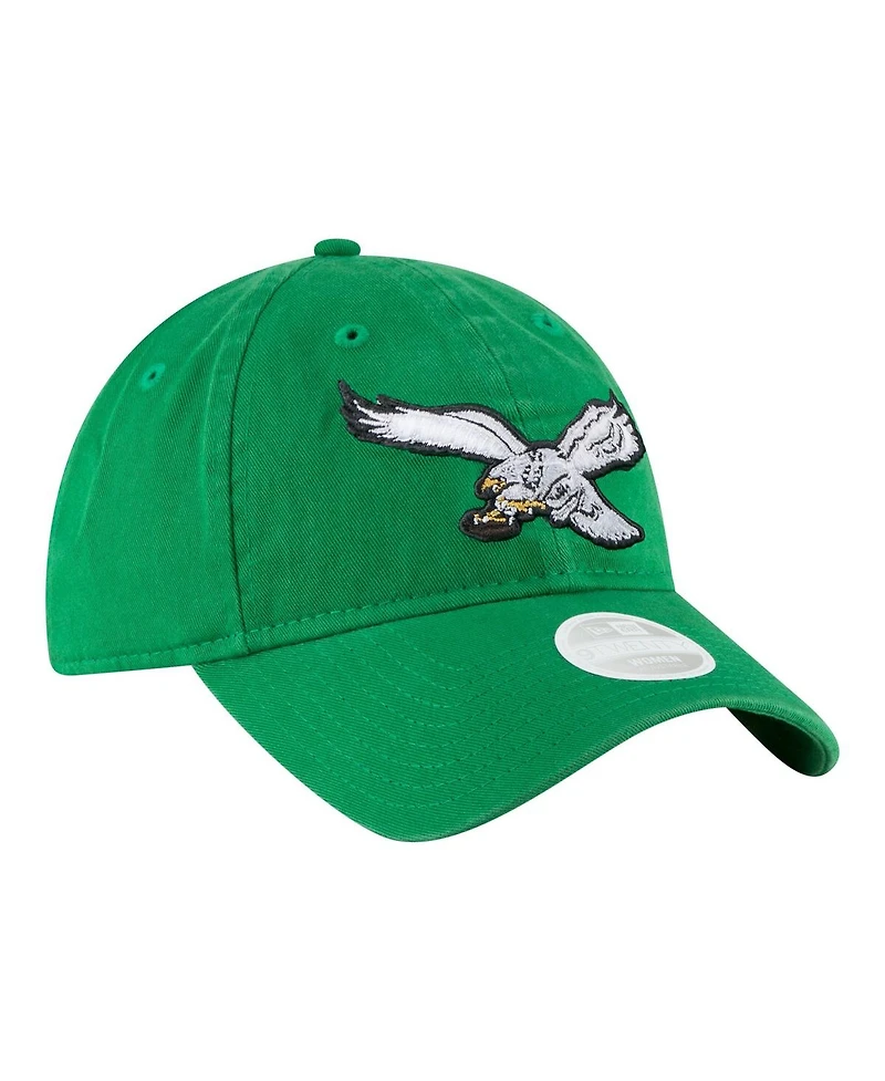 New Era Women's Kelly Green Philadelphia Eagles Throwback 9TWENTY Adjustable Hat
