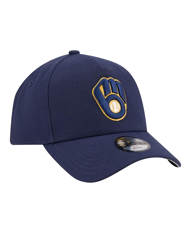 New Era Big Boys and Girls Navy Milwaukee Brewers 9FORTY A-Frame Adjustable Hat