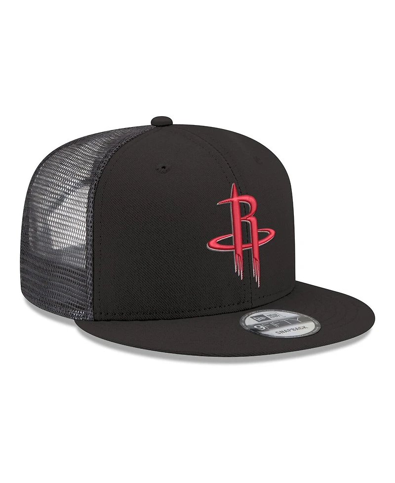 New Era Men's Black Houston Rockets Core Logo Meshback 9FIFTY Snapback Hat