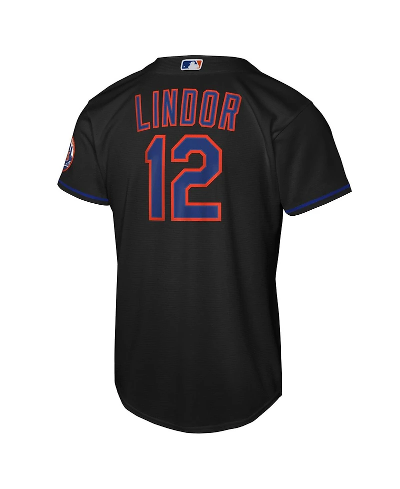 Nike Big Boys and Girls Francisco Lindor Black New York Mets Alternate Stadium Player Jersey