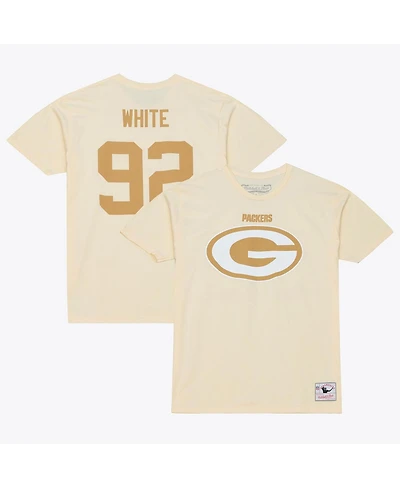 Mitchell & Ness Men's Reggie White Cream Green Bay Packers Sandman Name Number T-Shirt