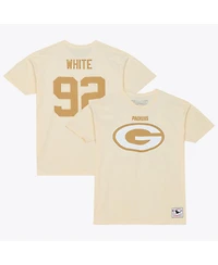 Mitchell & Ness Men's Reggie White Cream Green Bay Packers Sandman Name Number T-Shirt
