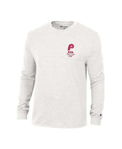 Champion Men's White Philadelphia Phillies Cooperstown Winning Tradition Tri-Blend Long Sleeve T-Shirt