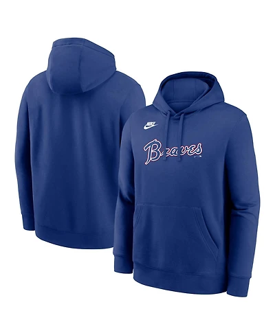 Nike Men's Royal Atlanta Braves Cooperstown Collection Wordmark Club Hoodie