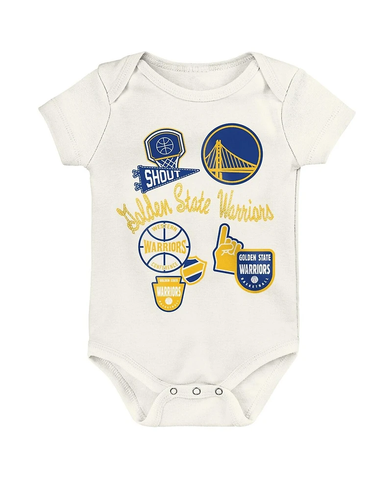 Outerstuff Baby Boys and Girls 3-Pack Golden State Warriors Littlest Player Bodysuit Set