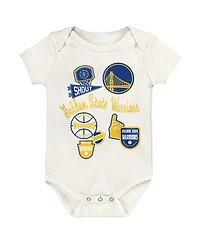 Outerstuff Baby Boys and Girls 3-Pack Golden State Warriors Littlest Player Bodysuit Set