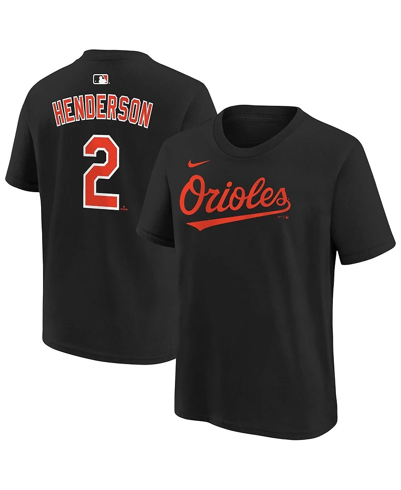 Nike Big Boys and Girls Gunnar Henderson Black Baltimore Orioles Name & Number T-Shirt