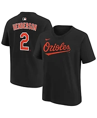 Nike Big Boys and Girls Gunnar Henderson Black Baltimore Orioles Name & Number T-Shirt