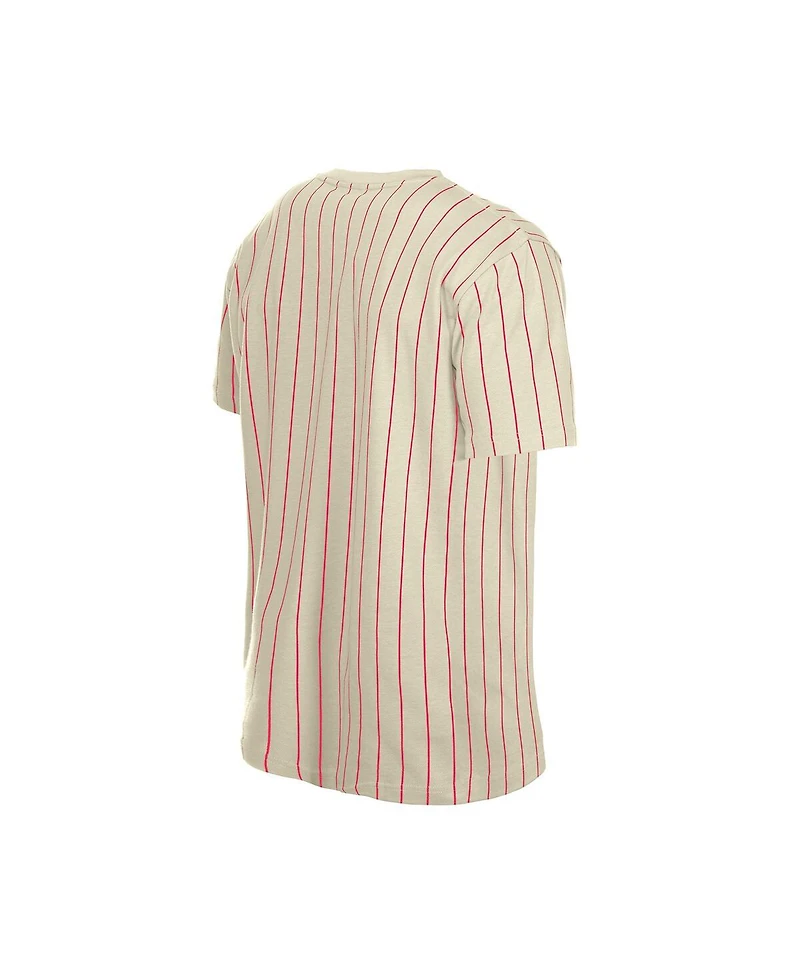 New Era Men's Cream Japan Baseball Throwback Meshback Pinstripe T-Shirt