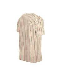New Era Men's Cream Japan Baseball Throwback Meshback Pinstripe T-Shirt