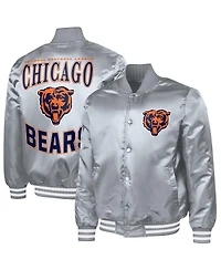 G-iii Sports by Carl Banks Men's Gray Chicago Bears Adaptive Full-Snap Varsity Jacket