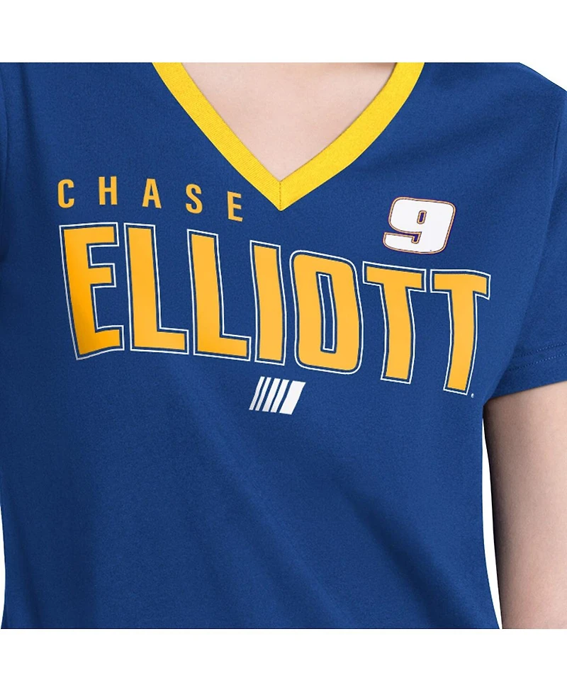 G-iii 4Her by Carl Banks Women's Royal Chase Elliott Best Team V-Neck T-Shirt