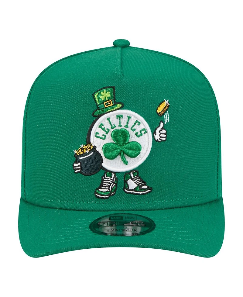 New Era Men's Kelly Green Boston Celtics Injection Cartoon Logo A-Frame 9FIFTY Adjustable Hat