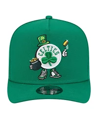 New Era Men's Kelly Green Boston Celtics Injection Cartoon Logo A-Frame 9FIFTY Adjustable Hat