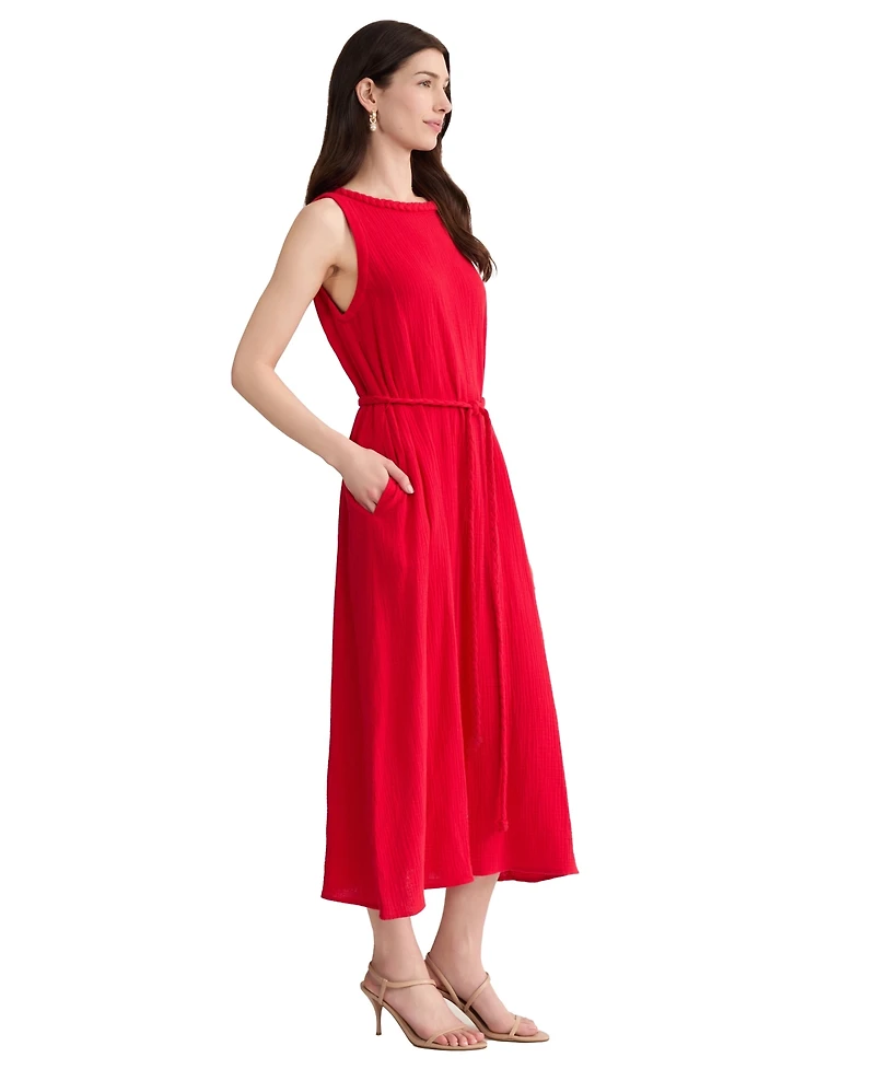 Jones New York Petite Sleeveless Round Neck Midi Dress