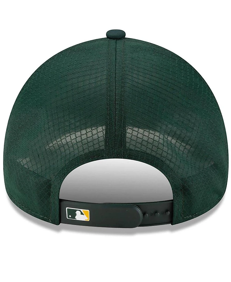 New Era Men's Green Athletics 2026 Batting Practice Apex 9FORTY Adjustable Trucker Hat