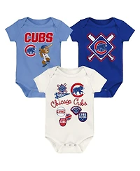 Outerstuff Baby Boys and Girls 3-Piece Chicago Cubs Home Plate Creeper Set
