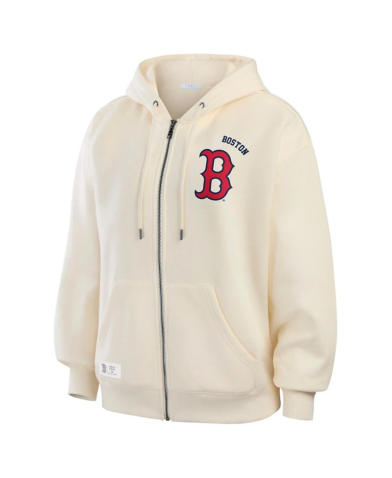 Wear by Erin Andrews Women's Cream Boston Red Sox Full-Zip Hoodie