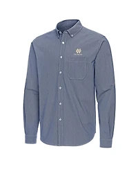 Antigua Men's Navy Notre Dame Fighting Irish Porter Woven Tri-Blend Long Sleeve Button-Down Shirt