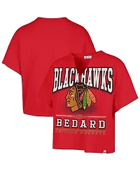 '47 Brand Women's Connor Bedard Red Chicago Blackhawks Elation Name Number Oversized Notch Neck T-Shirt