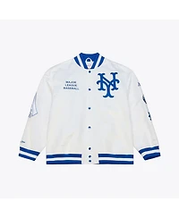 Mitchell & Ness Men's White New York Mets Cooperstown Collection Arctic Lightweight Satin Full-Snap Jacket
