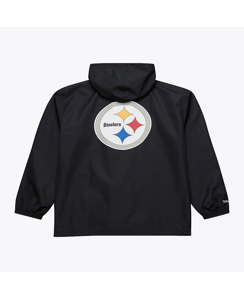 Mitchell & Ness Men's Black Pittsburgh Steelers Coaches Full-Snap Hooded Windbreaker Jacket