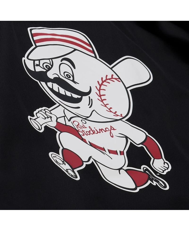 Mitchell & Ness Men's Black Cincinnati Reds Full-Snap Hooded Coaches Jacket