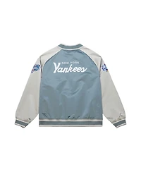 Mitchell & Ness Men's Gray New York Yankees Thunderstorm Head Coach Lightweight Satin Full-Snap Jacket