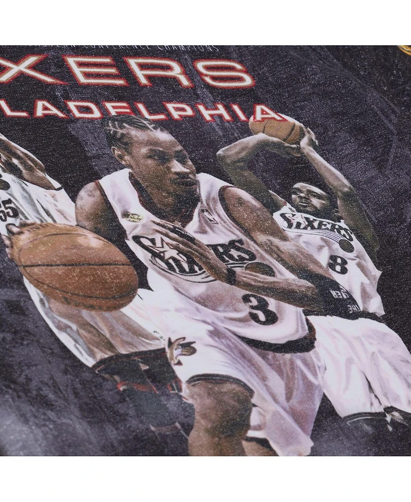 Mitchell & Ness Men's Black Philadelphia 76ers Hardwood Classics Originals Collection 2000-2001 Team Roster T-Shirt