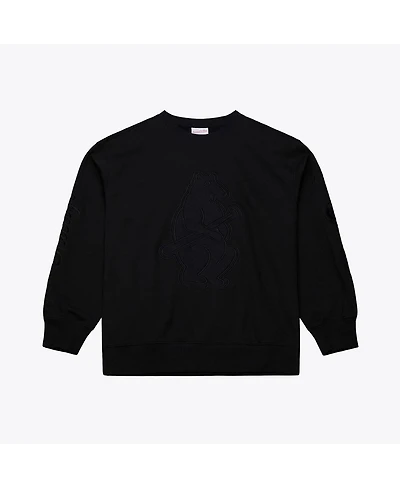 Mitchell & Ness Men's Black Chicago Cubs Phantom Fleece Crewneck Sweatshirt
