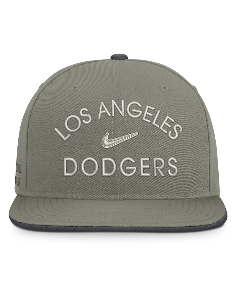 Nike Men's Olive Los Angeles Dodgers Pro Dri-fit Snapback Hat