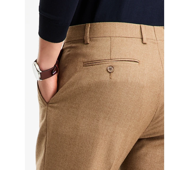 Tommy Hilfiger Men's Modern-Fit Wool Tan Flannel Suit Separates Pant