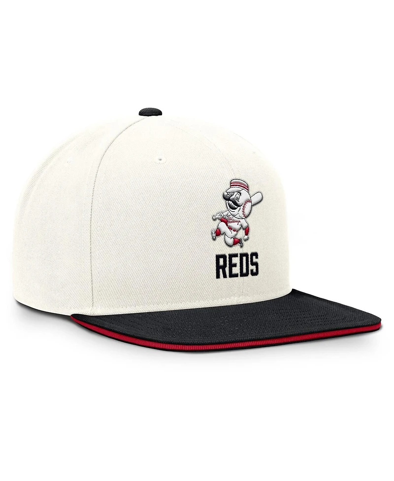 Nike Men's Cream/Black Cincinnati Reds Cooperstown Pro Dri-fit Snapback Hat