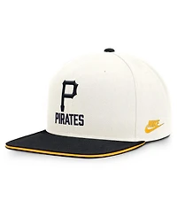 Nike Men's Cream/Black Pittsburgh Pirates Cooperstown Pro Dri-fit Snapback Hat