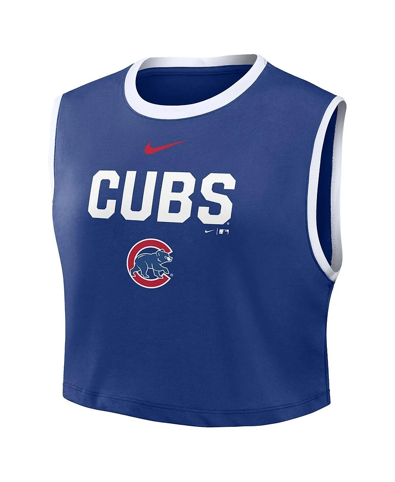 Nike Women's Royal Chicago Cubs Primetime Loose Dri-fit Cropped Tank Top