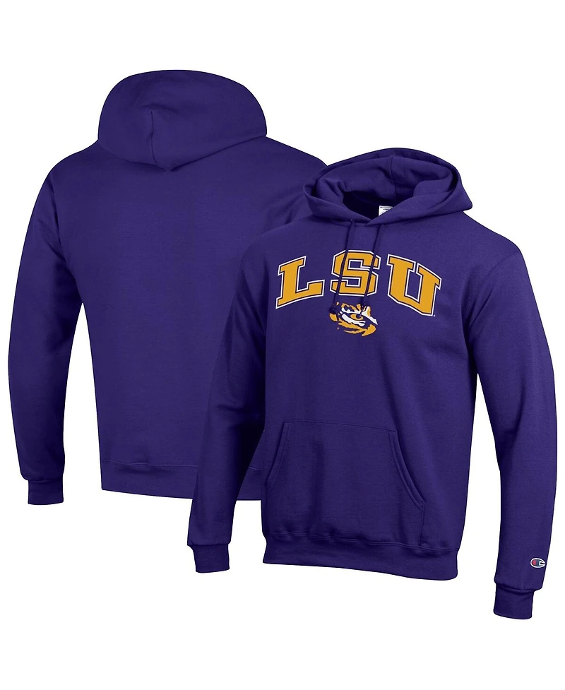 Champion Men's Purple Lsu Tigers Arch Over Logo Pullover Hoodie