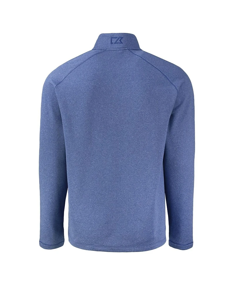 Cutter & Buck Men's Heather Royal New York Giants Peshastin Fleece Tri-Blend Raglan Quarter-Zip Jacket