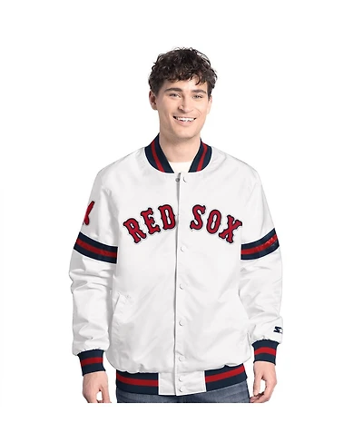 Starter Men's White Boston Red Sox Cooperstown Scout Full-Snap Varsity Jacket
