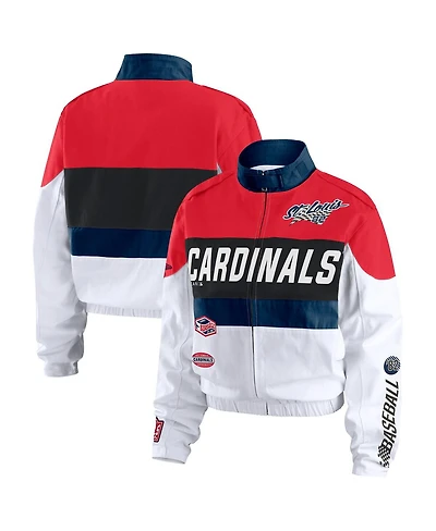 Wear by Erin Andrews Women's Red/White St. Louis Cardinals Racing Full-Zip Jacket