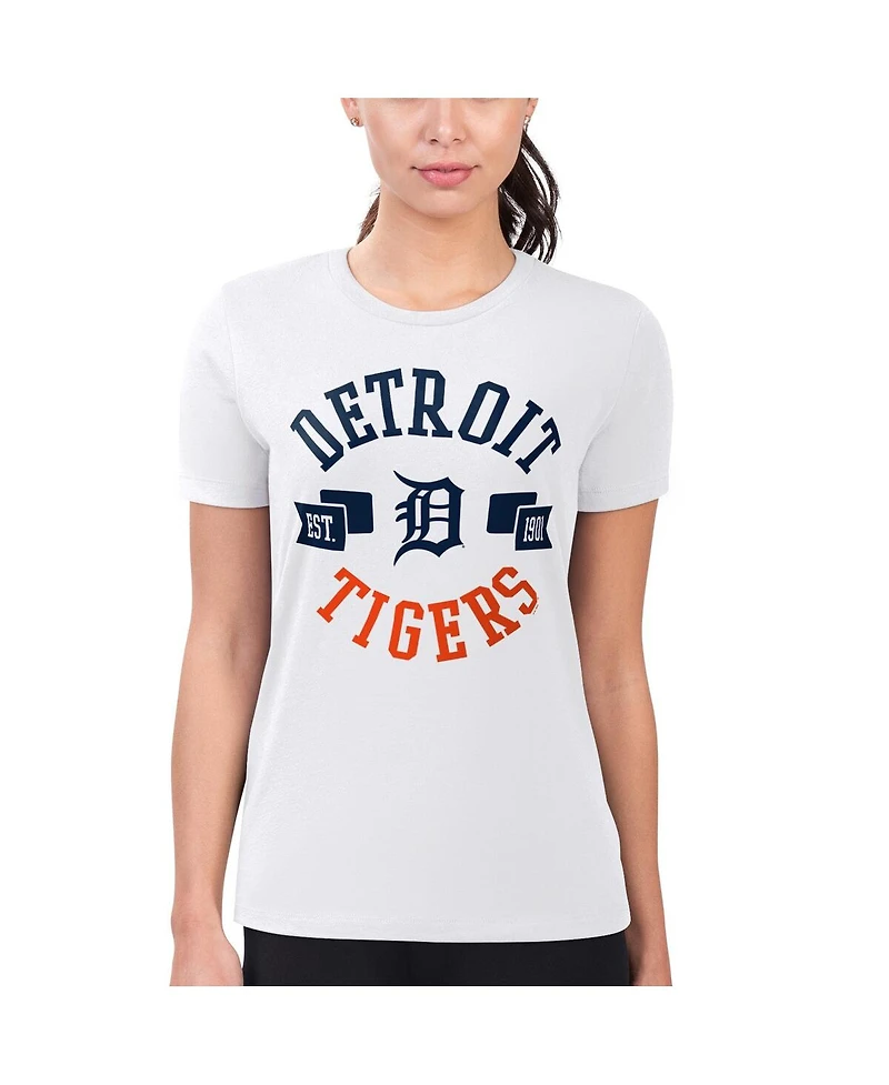 G-iii 4Her by Carl Banks Women's White Detroit Tigers Super-Slim Fit Lightweight City Graphic T-Shirt