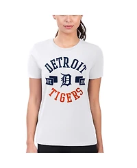 G-iii 4Her by Carl Banks Women's White Detroit Tigers Super-Slim Fit Lightweight City Graphic T-Shirt