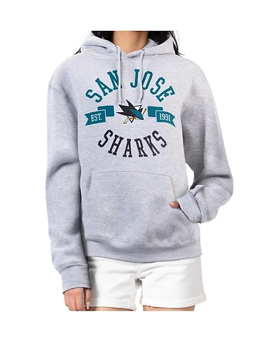 G-iii 4Her by Carl Banks Women's Heather Gray San Jose Sharks City Graphic Fleece Pullover Hoodie