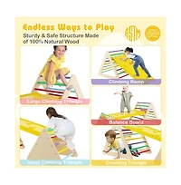 Hongge 3 Piece Toddler Triangle Set Montessori with 2 Climbing Triangles and 1 Ramp