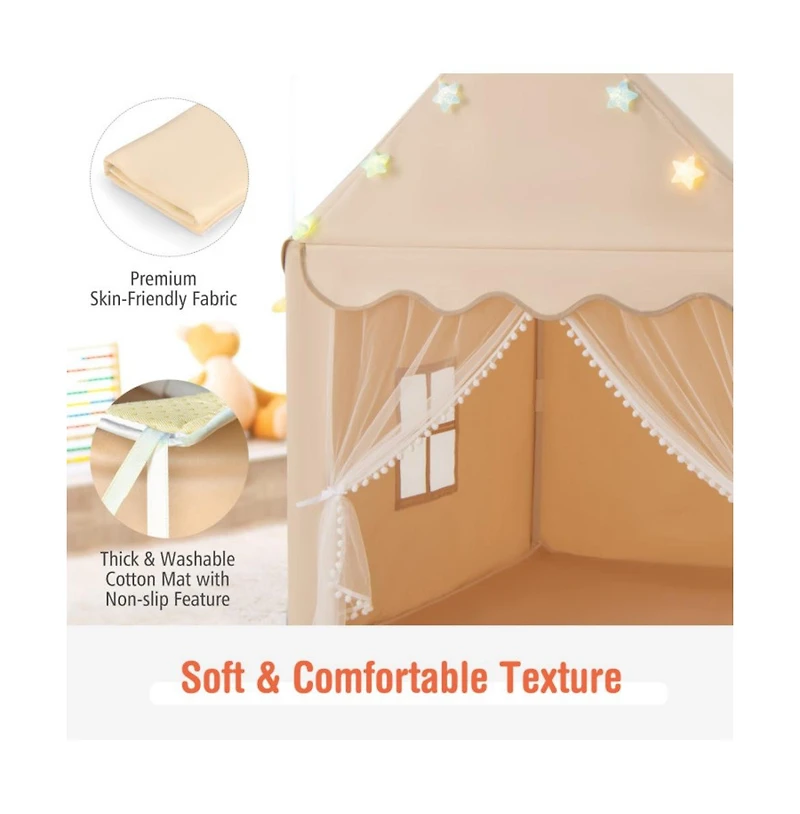 Hongge Kids Playhouse Tent with Star Lights and Mat