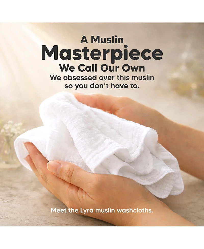 KeaBabies 10 Pack Lyra Muslin Baby Washcloths Large 12x12 Soft Absorbent Cotton Muslin Wash Cloths Burp Rags Face Cloth Towel