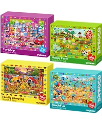 Quokka 4xSET 100 Piece Puzzles for Kids Ages 4-6 – Search and Find Artist-Crafted Illustrations
