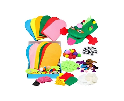 Diy Felt Sock Puppet Making Kit (6 Pcs) with Accessories, Creative Craft Set for Boys and Girls, Ideal for Storytelling and Party Games